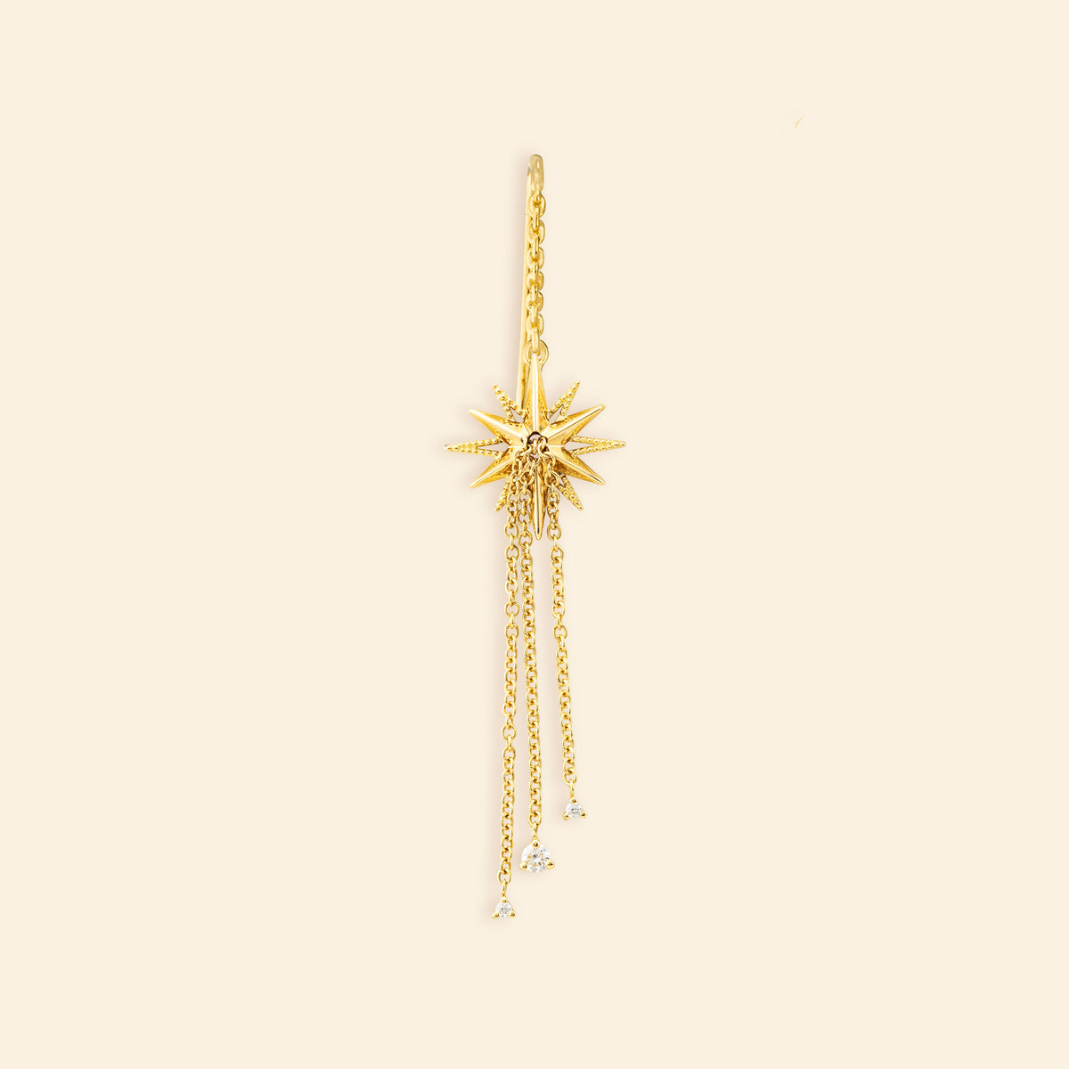 boucle d'oreille or jaune pendante avec diamants Mellerio