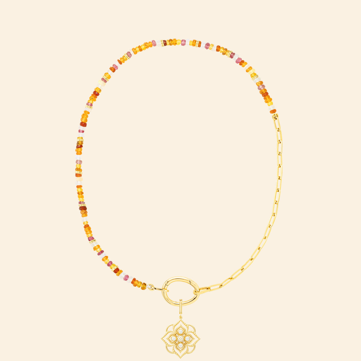 Collier joaillerie en or jaune avec pierres Mellerio