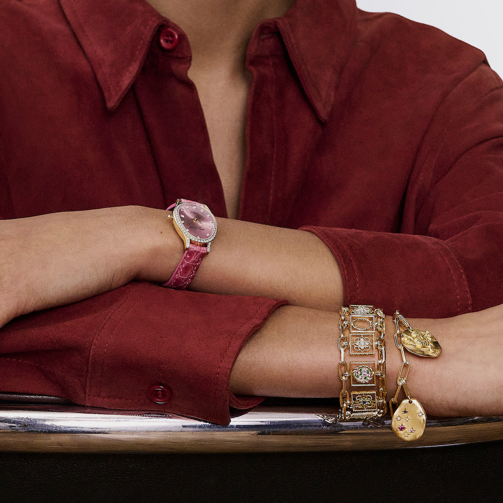 Mini M cut Paved Watch - Pink Dial