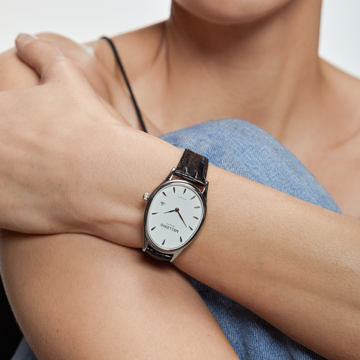 M Cut Watch Steel White Dial Mellerio