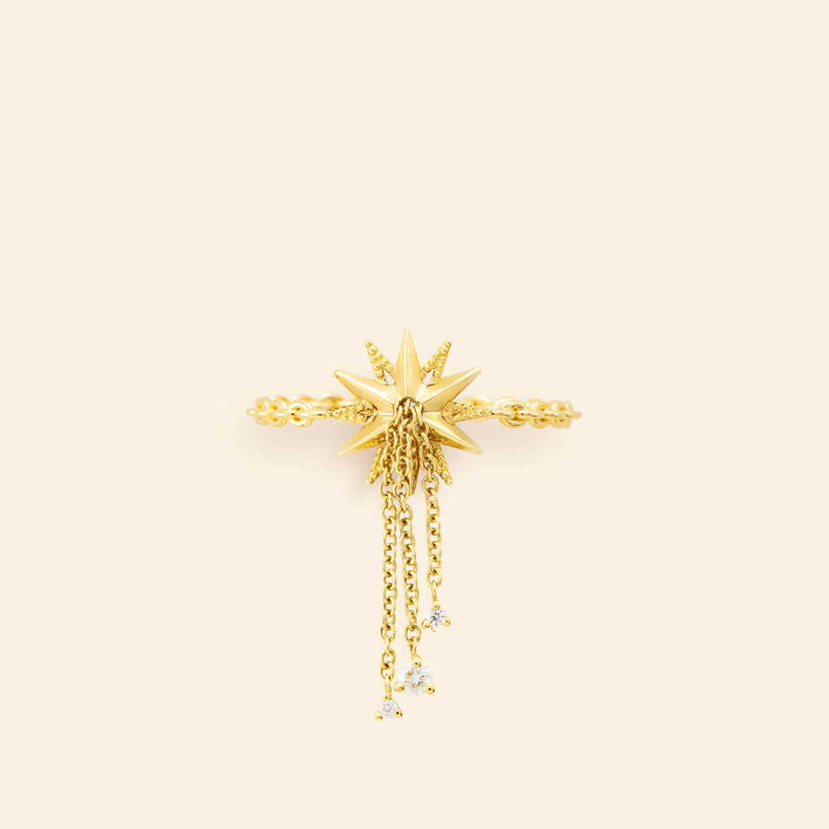 bague or jaune avec chaine joaillerie fine Mellerio