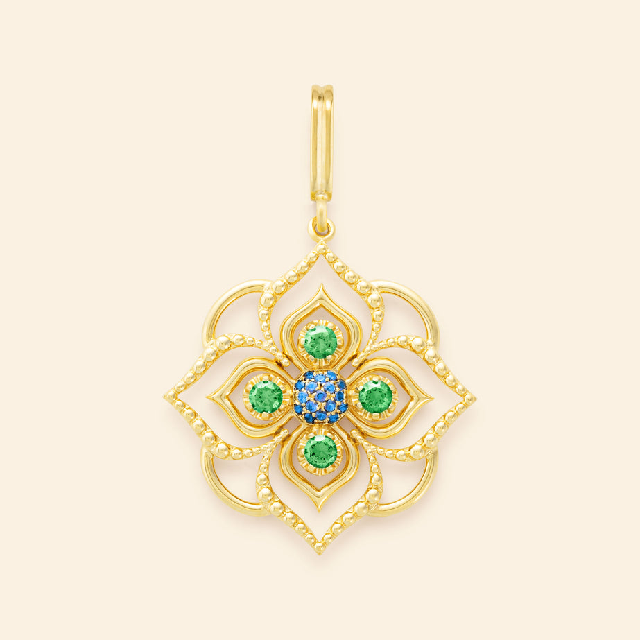 Médaille or jaune avec saphir