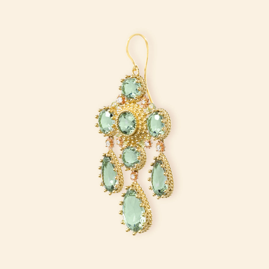 Pierreries Prasiolites Girandole Earring