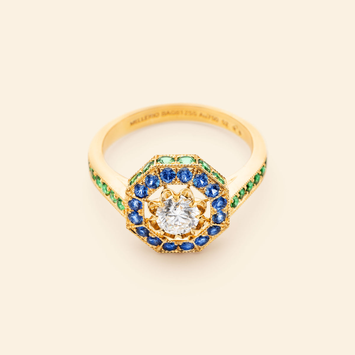 Diamond engagement ring yellow gold Maison Mellerio