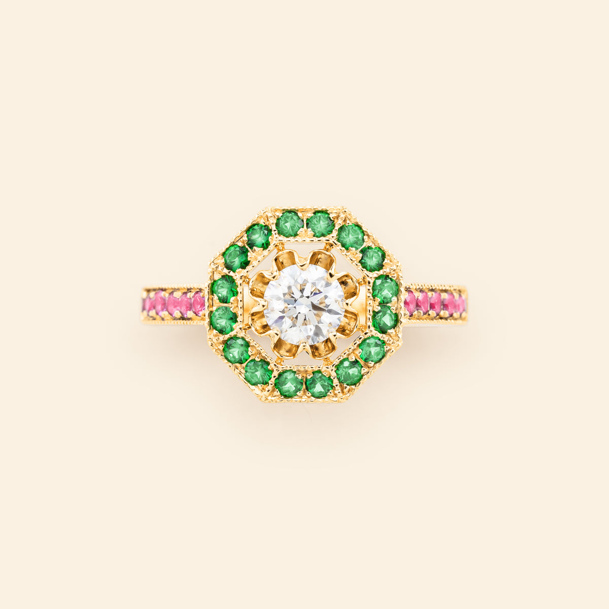Diamond engagement ring yellow gold Maison Mellerio