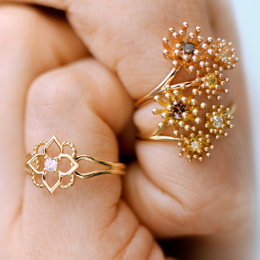 Cactus Vanille 3 Patterns ring Pink Gold
