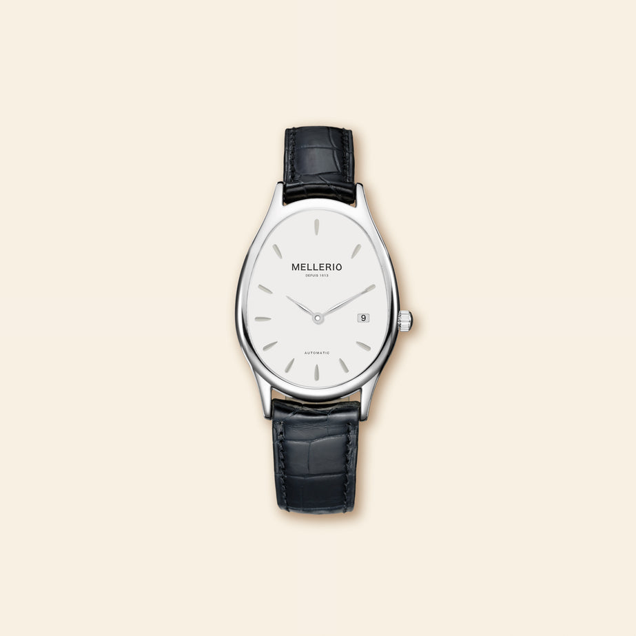M Cut Watch - White gold with White Dial