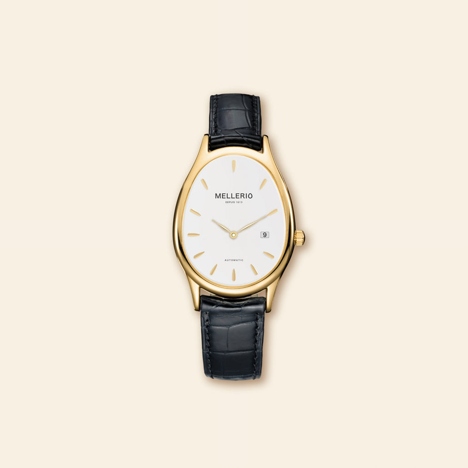 M Cut Watch - Yellow gold with White Dial