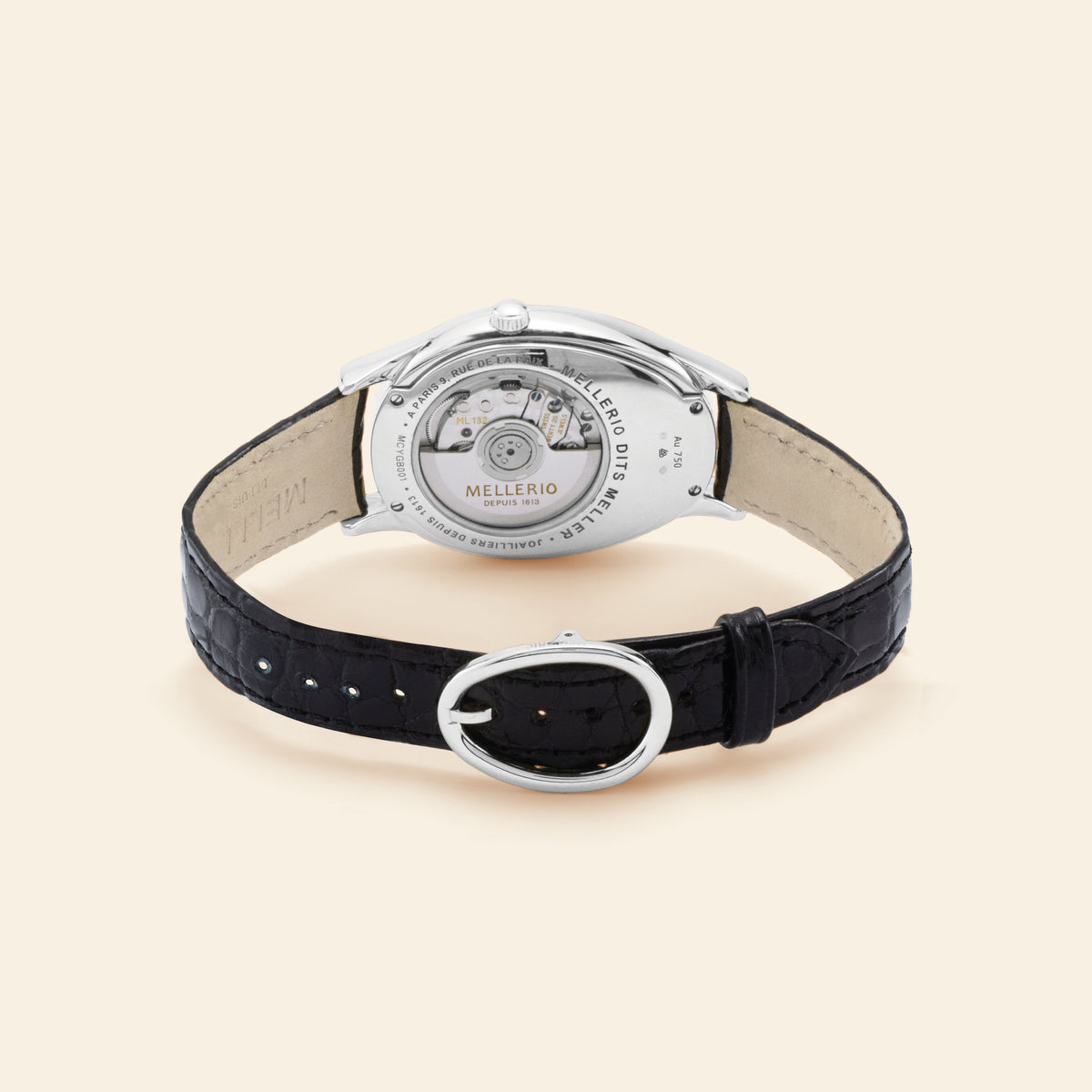 M Cut Watch Steel White Dial Mellerio