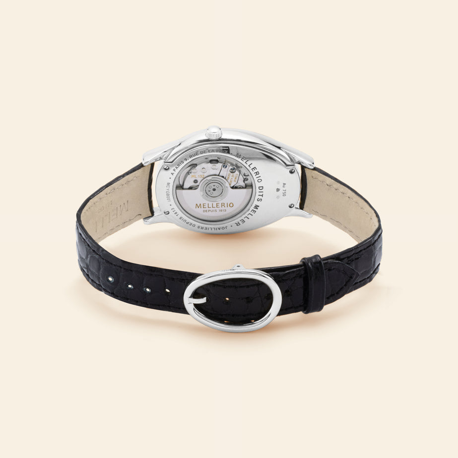M Cut Watch Steel White Dial Mellerio