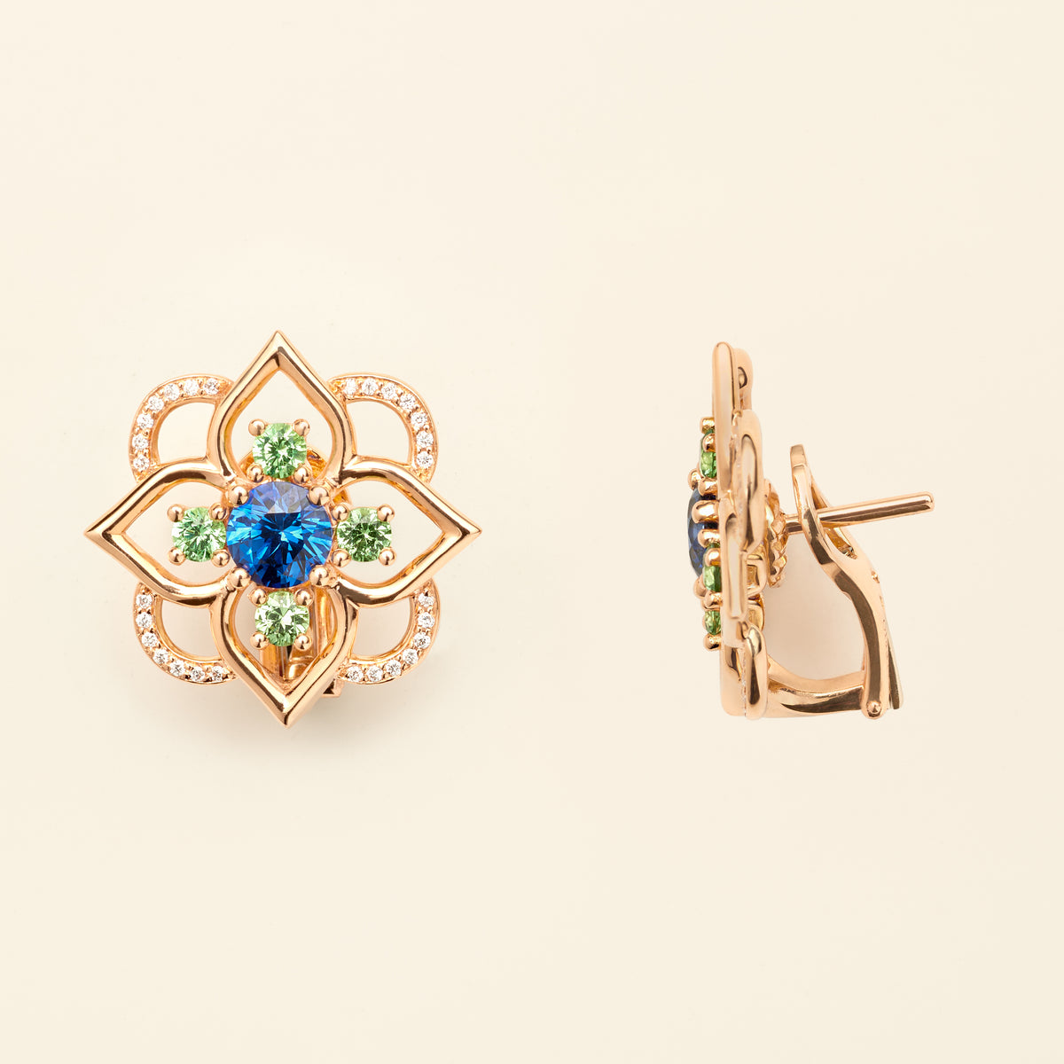 Giardino Sapphire Earrings Pink Gold Mellerio