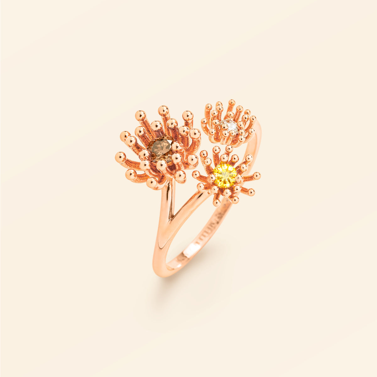 Cactus Vanille 3 Patterns ring Pink Gold