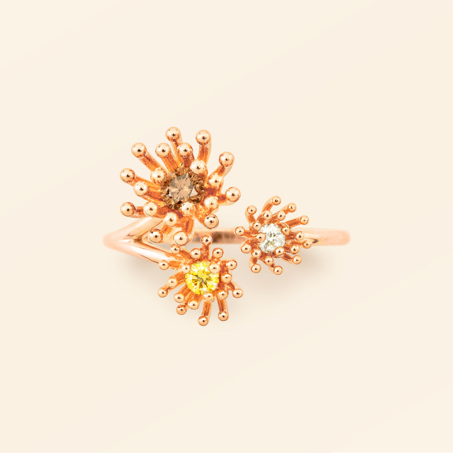 Cactus Vanille 3 Patterns ring Pink Gold