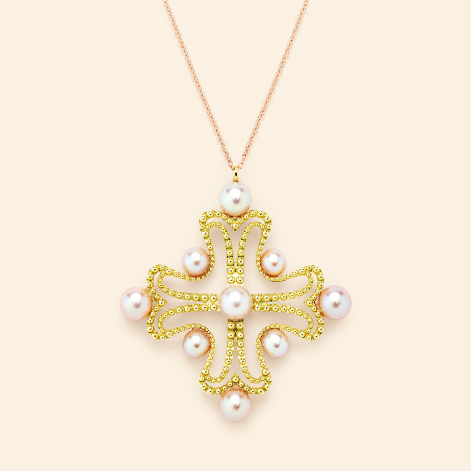 Nina Jumbo Necklace Pearls Green gold